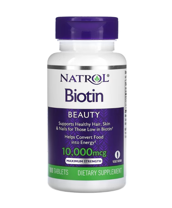 Natrol, Biotin, Maximum Strength, 10,000 mcg, 100 Tablets