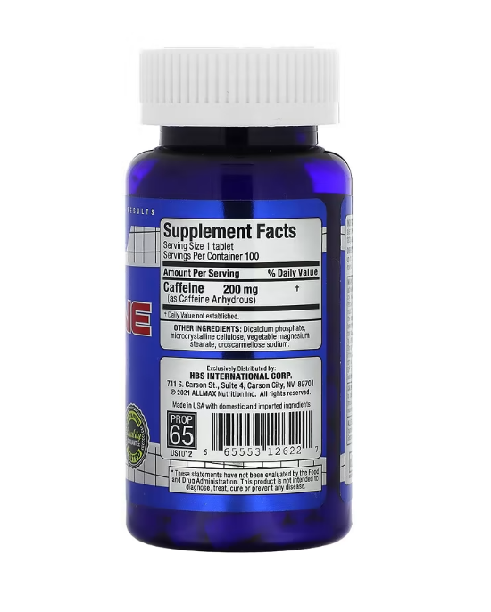 ALLMAX, Caffeine , 200 mg, 100 Tablets