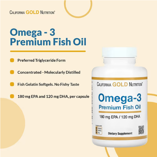 California Gold Nutrition, Omega-3 Premium Fish Oil, 100 Fish Gelatin Softgels