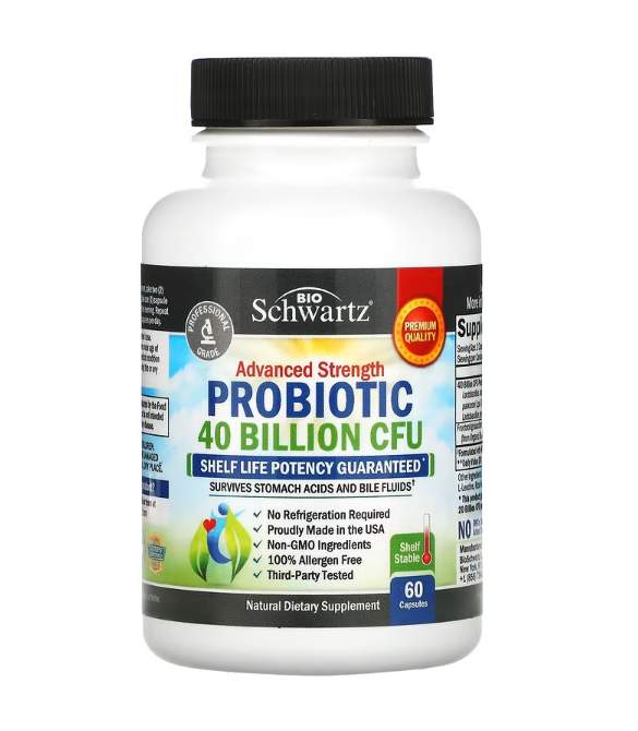 BioSchwartz, Advanced Strength Probiotic, 40 Billion CFU, 60 Capsules (20 Billion CFU per Capsule)