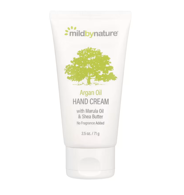 Mild By Nature, Argan Oil Hand Cream with Marula Oil & Coconut Oil plus Shea Butter, Soothing and Unscented, 2.5 oz (71 g)