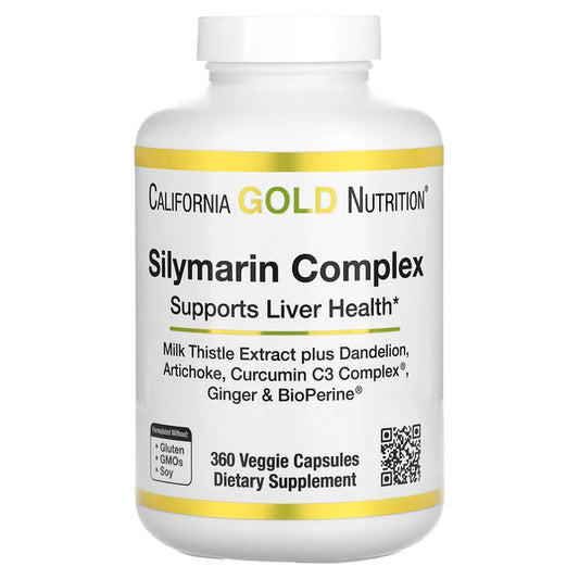 California Gold Nutrition, Silymarin Complex, Milk Thistle Extract Plus Dandelion, Artichoke, Curcumin C3 Complex, Ginger, and BioPerine, 120 Veggie Capsules