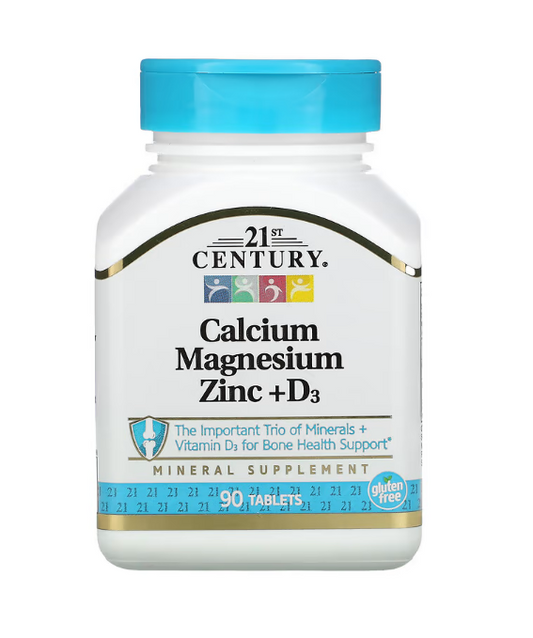 21st Century, Calcium Magnesium Zinc + D3, 90 Tablets