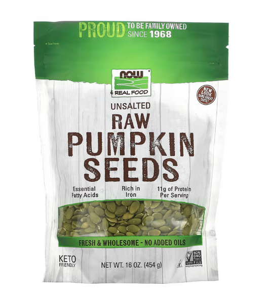 NOW Foods, Real Food, Raw Pumpkin Seeds, Unsalted, 16 oz (454 g)