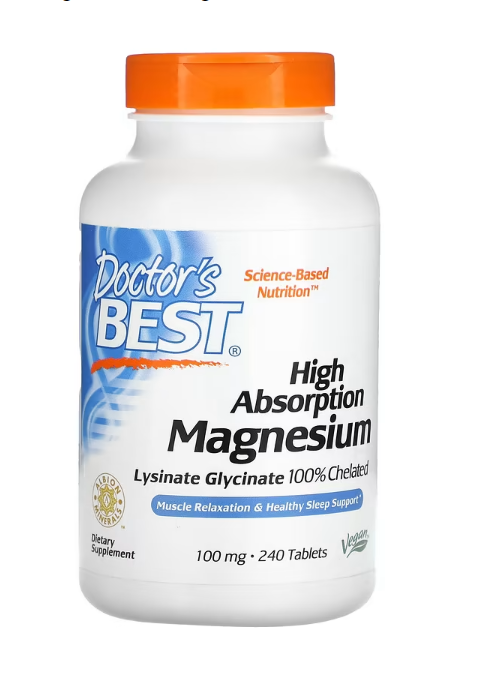 Doctor's Best, High Absorption Magnesium, 100 mg, 240 Tablets