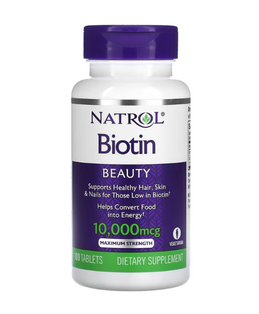 Natrol, Biotin, Maximum Strength, 10,000 mcg, 100 Tablets