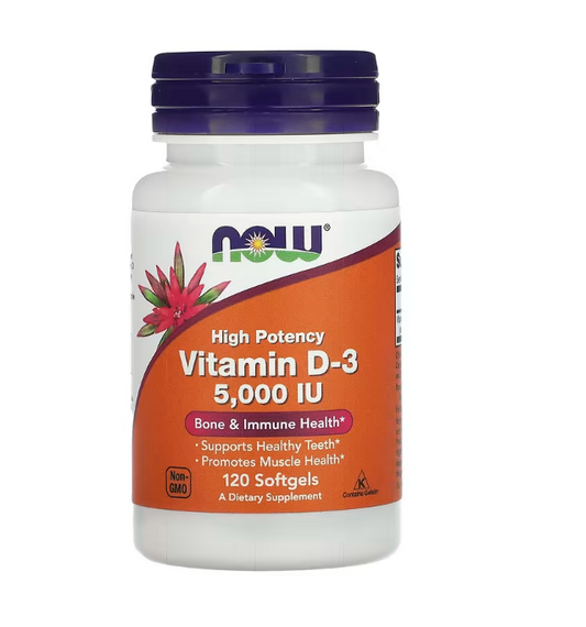 NOW Foods, Vitamin D-3, High Potency, 5,000 IU, 120 Softgels