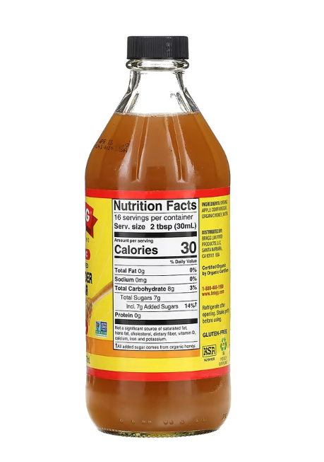 Bragg, Organic Apple Cider Vinegar - Honey, 16 fl oz (473 ml)