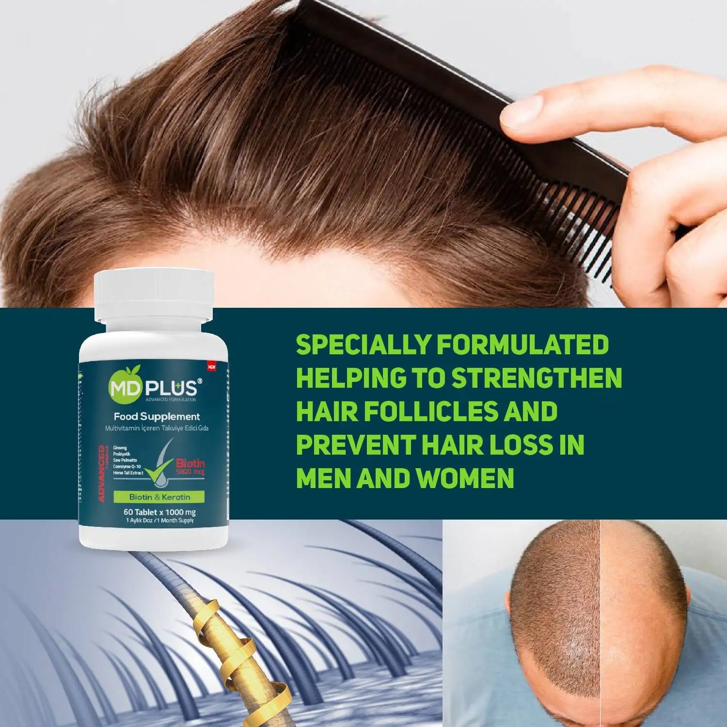 MD Plus Advanced Hair Multivitamin 60 Tablet